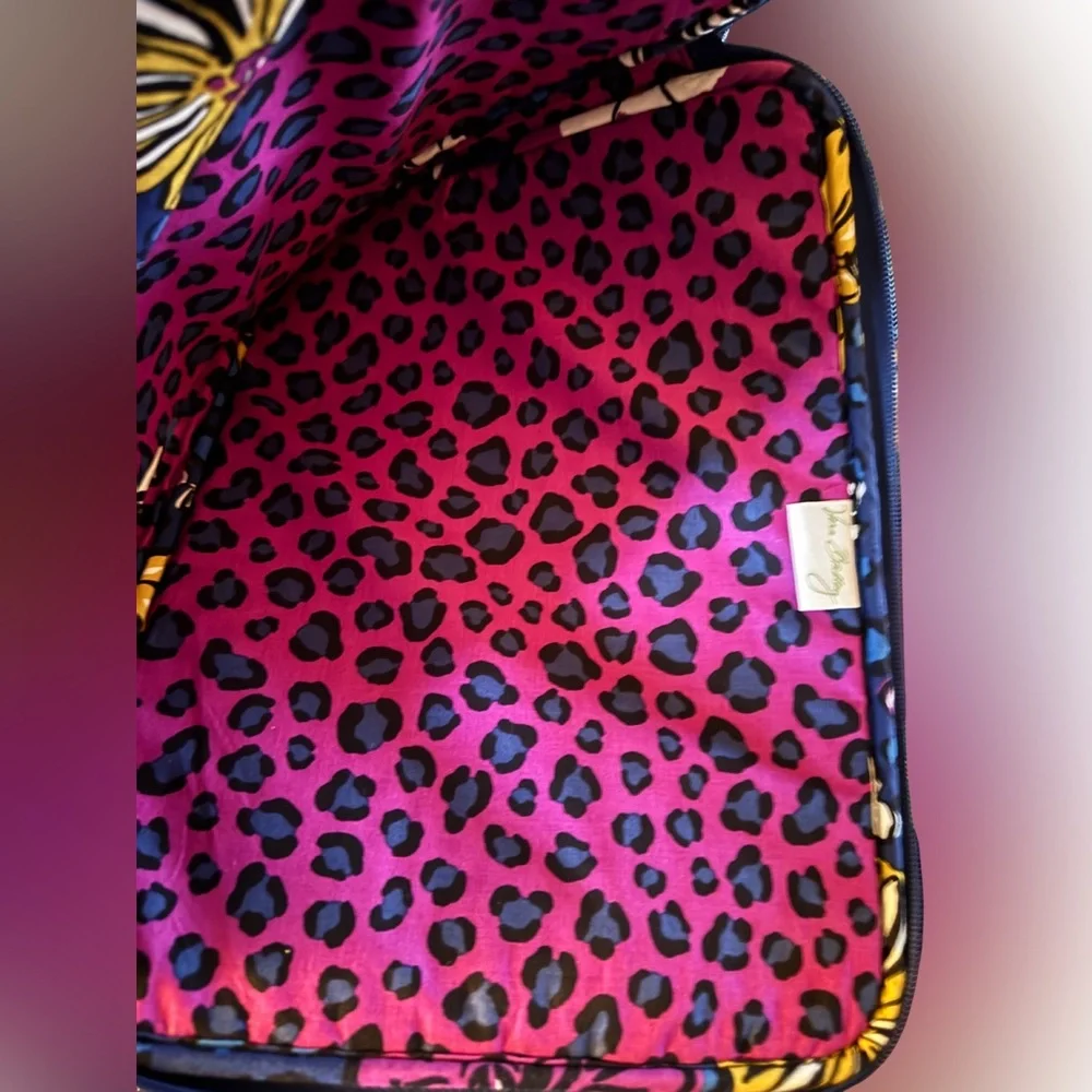 Vera Bradley Quilted Laptop Sleeve Floral Print w/ Leopard Lining & pocket